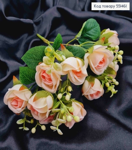 Искусственная композиция Розы, ПЕРСИКОВОГО цвета, 5 веточек, 10 цветочков на металл.стержни, высота 30см. 551461 фото 2