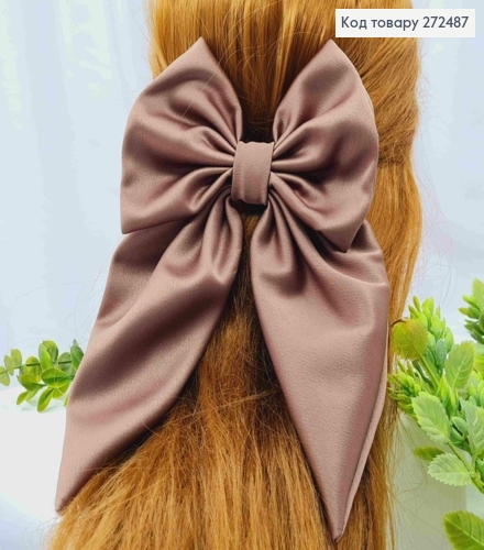 Бант цвета КАПУЧИНО, заколка 7,5см, ткань плотный атлас, размер 13*23см, Украина. 272487 фото 1