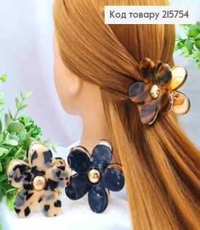 Краб металл "Гавайский цветок" с акриловым верхом, 7см, Темные цвета в ассортименте. 215754 фото