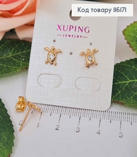 Серьги гвоздики, Ракушки с камешком, 1см, Xuping 18K 116171 фото