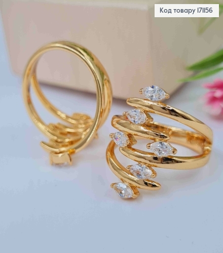 Перстень "Ілюзія" прикрашений Блискучими камінцями, Xuping 18К 171156 фото 1