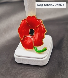 Брошка метал Красный Мак 4х3см 235174 фото