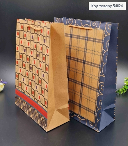 Пакет паперовий, крафт "Квадратний хаотичний принт" 25*31*10см в асорт. 541124 фото 1