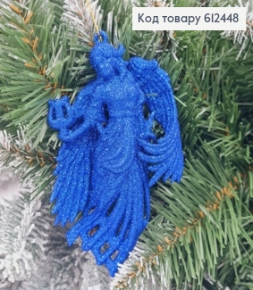 Новорічна фігура Блиск Янгол з арфою СИНЯ, 12*7см, Україна 612448 фото