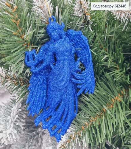 Новогодняя фигура Блеск Ангел с арфой СИНЯЯ, 12*7см, Украина 612448 фото 1