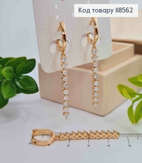 Сережки кільця (1,2см) з підвісними Блискучими камінцями (3см), Xuping 18К 118562 фото