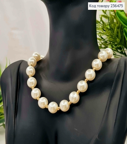 Біжутерія на шию з Перламутрових та Золотих бусин, розмір 37+5см 236475 фото 1