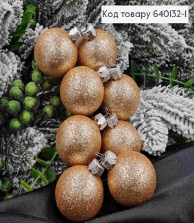 Набор шаров 40мм Блеск,ПЕРСИКОВОГО цвета, 8шт/уп, Украина 640132-1 фото