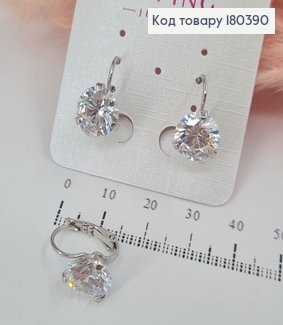 Серьги с большим камнем 0,9 см родованное медзолото Xuping 180390 фото