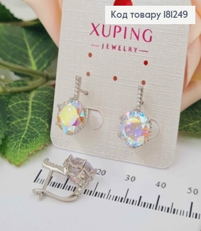 Сережки родовані, "Загадка" з великим Перламутровим камінцем, 1,8см, англ. застібка, Xuping  181249 фото