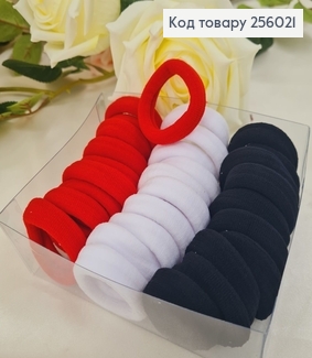 Резинка микрофибра Китай 4 см №6 30 шт/уп (крас/бел/чор) 256021 фото