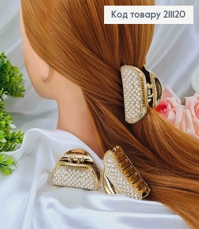 Краб пластик, Золотого цвета, в жемчужинах и бусинках, 6см 211120 фото