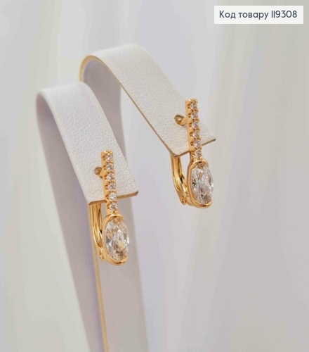 Серьги украшены Блестящими камешками, 1,6см, английская застежка, XUPING 18K 119308 фото 3