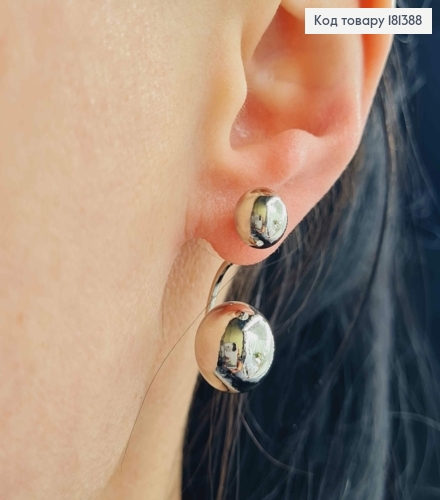 Серьги, гвоздики, "ДИОР" с двумя шариками, 3см Xuping 181388 фото 3