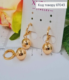 Серьги кольца с подвесками шариками 0,8см, Xuping 18K 117043 фото