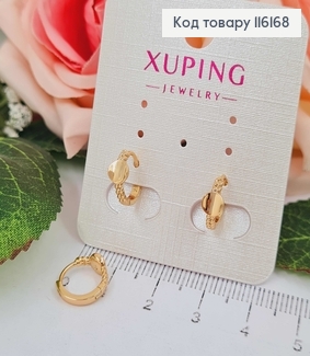 Серьги кольца 1см, с плоской монеткой, Xuping 18K 116168 фото