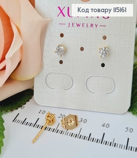 Серьги гвоздики, с камешком 5мм, Xuping 18K 115161 фото