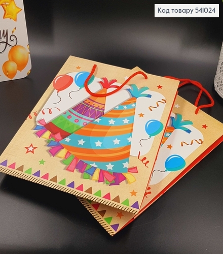 Пакет бумажный средний праздничные колпаки 32х26 см в асс. 541024 фото 2