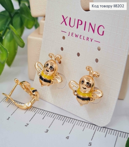Серьги "Пчелка Майя", 1,6см, англ. застежка, Xuping 18К 118202 фото 1