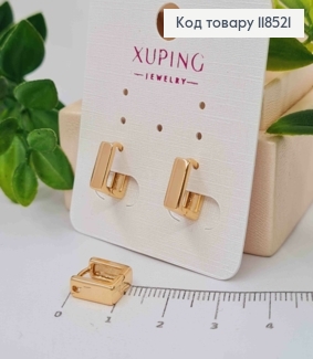 Серьги кольца, "Квадратные", ширина 4мм, длина 1см, Xuping 18К. 118521 фото