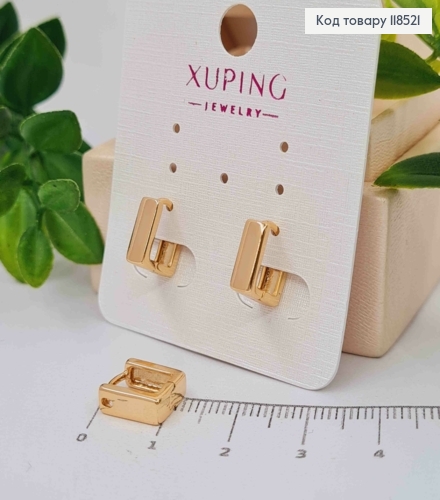 Серьги кольца, "Квадратные", ширина 4мм, длина 1см, Xuping 18К. 118521 фото 1