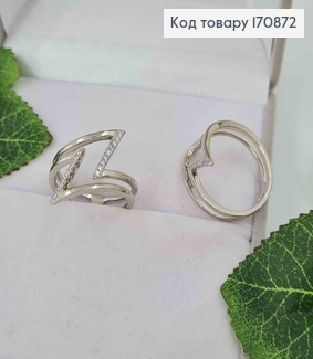 Кольцо родованное, "Молния" в камнях, Xuping 170872 фото