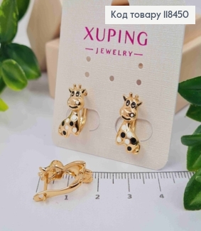 Серьги "Жирафа Мелвин" с Черно-белыми пятнышками, 1,7см, английская застежка, XUPING 18K 118450 фото
