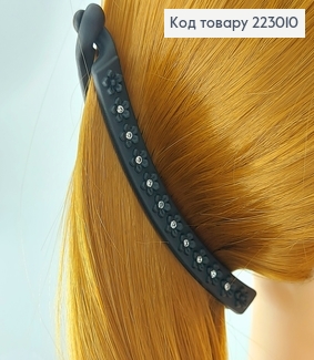 Заколка банан з квітами та камінцями 9,5 см 223010 фото