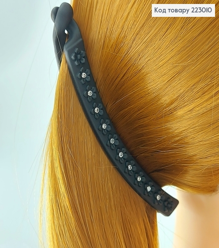 Заколка банан с цветами и камнями 9,5 см 223010 фото 1