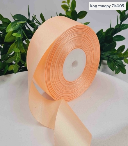 Лента атласная НЕЖНО-ПЕРСИКОВАЯ (цвет 007), ширина 4см, длина 36 ярдов (33м) 714005 фото 1
