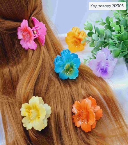 Краб пластик глянцевый "ЦВЕТОК", 5,5см, Яркие цвета в ассортименте 212305 фото 1