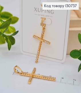 Крестик украшен Блестящими камешками, размер 3*1,8см, Xuping 18K 130737 фото