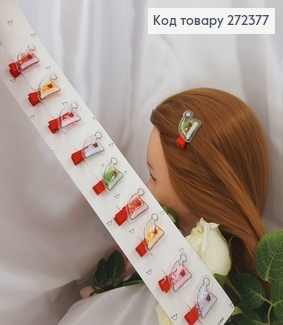 Заколка дитяча стріла Новорічна шапка 3,5см, 10шт/уп. 272377 фото