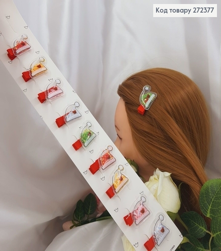 Заколка дитяча стріла Новорічна шапка 3,5см, 10шт/уп. 272377 фото 1