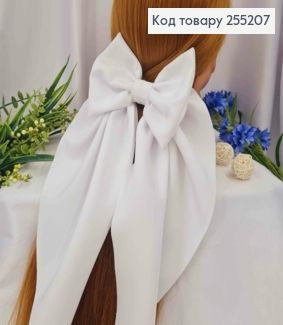 Заколка (7,5см) БАНТ БЕЛОГО цвета, ткань плотный креп, размер 15*39см, Украина 255207 фото
