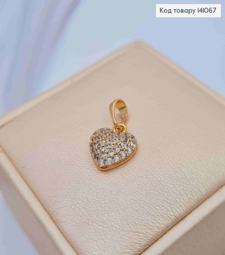 Кулон "Сердце" украшен Блестящими камешками, 1,2см, Xuping 18К 141067 фото 2