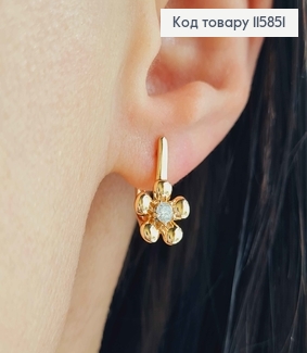 Серьги "Blossom" с камешком, 1.5см, англ зам. Xuping 18К 115851 фото