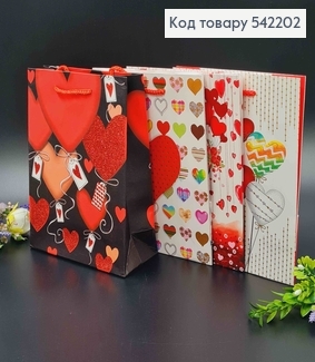 Пакет бумажный, "Сердечка", 18*23*8см в ассорт. 542202 фото