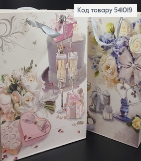 Пакет бумажный большой свадебный 31х40х12 см в асс. 541019 фото