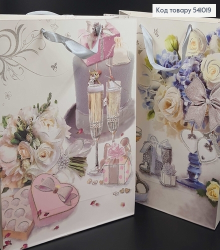 Пакет бумажный большой свадебный 31х40х12 см в асс. 541019 фото 1