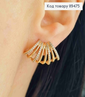 Серьги гвозди украшены Блестящими камешками, 1,3*2,3см, Xuping 18К 119475 фото