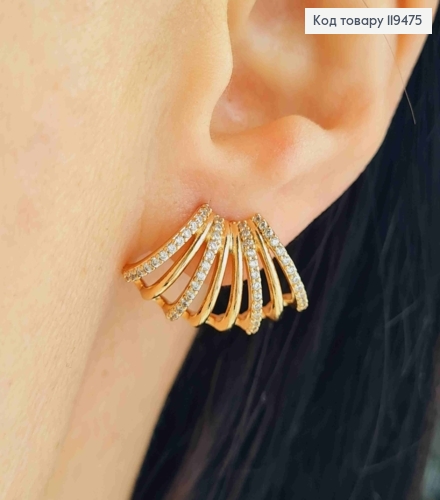 Серьги гвозди украшены Блестящими камешками, 1,3*2,3см, Xuping 18К 119475 фото 1