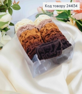 Резинка жатка, мягкая, 5см, 12шт/уп. коричневые тона, цвета в ассорт. 244134 фото