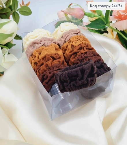 Резинка жатка, мягкая, 5см, 12шт/уп. коричневые тона, цвета в ассорт. 244134 фото 1