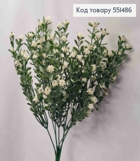 Искусственная композиция Гипсофил, БЕЛОГО цвета, 7 веточек на металлическом стержне, высота 33см 551486 фото