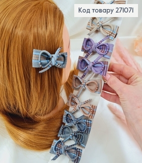 Заколка уточка детская Бантик в клетку 10шт/уп 263006 фото