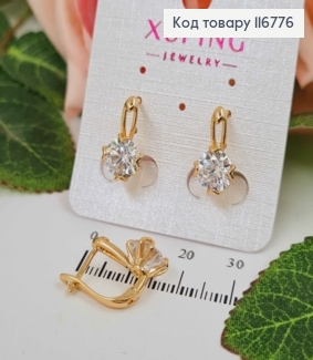 Серьги, С петелькой и Белым камешком, 1,6см, англ. застежка, Xuping 18К 116776 фото