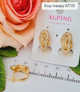Серьги "Бавария" с камешками, 1,7см, англ. зам. Xuping 18K 117725 фото