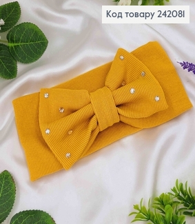 Повязка бант, натуральный трикотаж, ГОРЧЕЧНАЯ, в камешках, 18,5*8см, ручная работа, Украина. 275074 фото