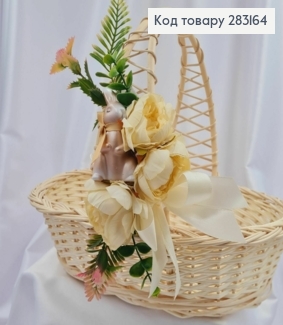 Повязка для корзины ЗАЙЧИК пудрово-бежевые цвета, размер 20*12см, ручная работа, Украина 283164 фото